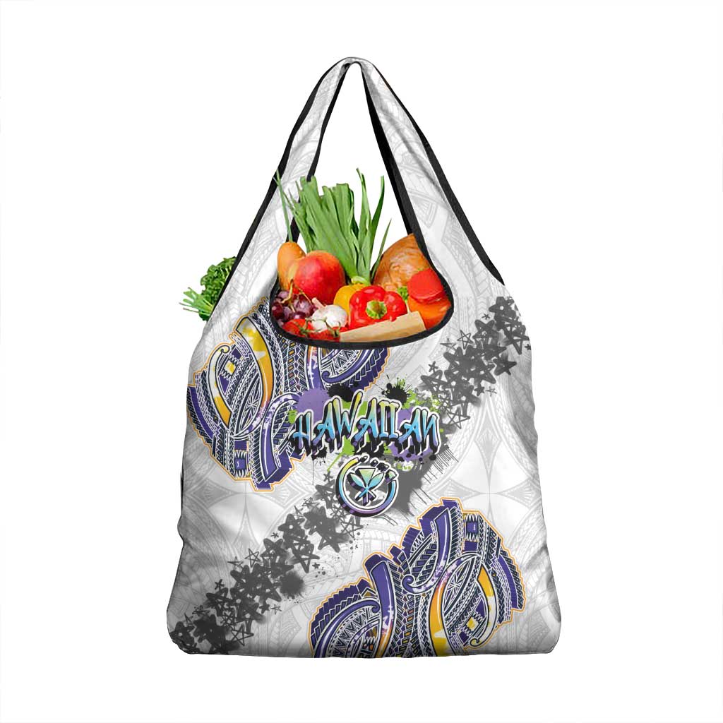 Traditional Art Hawaiian Kakau Tattoos Grocery Bag Graffiti Style - Polynesian Pride