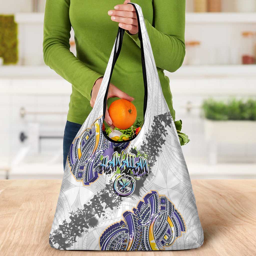 Traditional Art Hawaiian Kakau Tattoos Grocery Bag Graffiti Style - Polynesian Pride