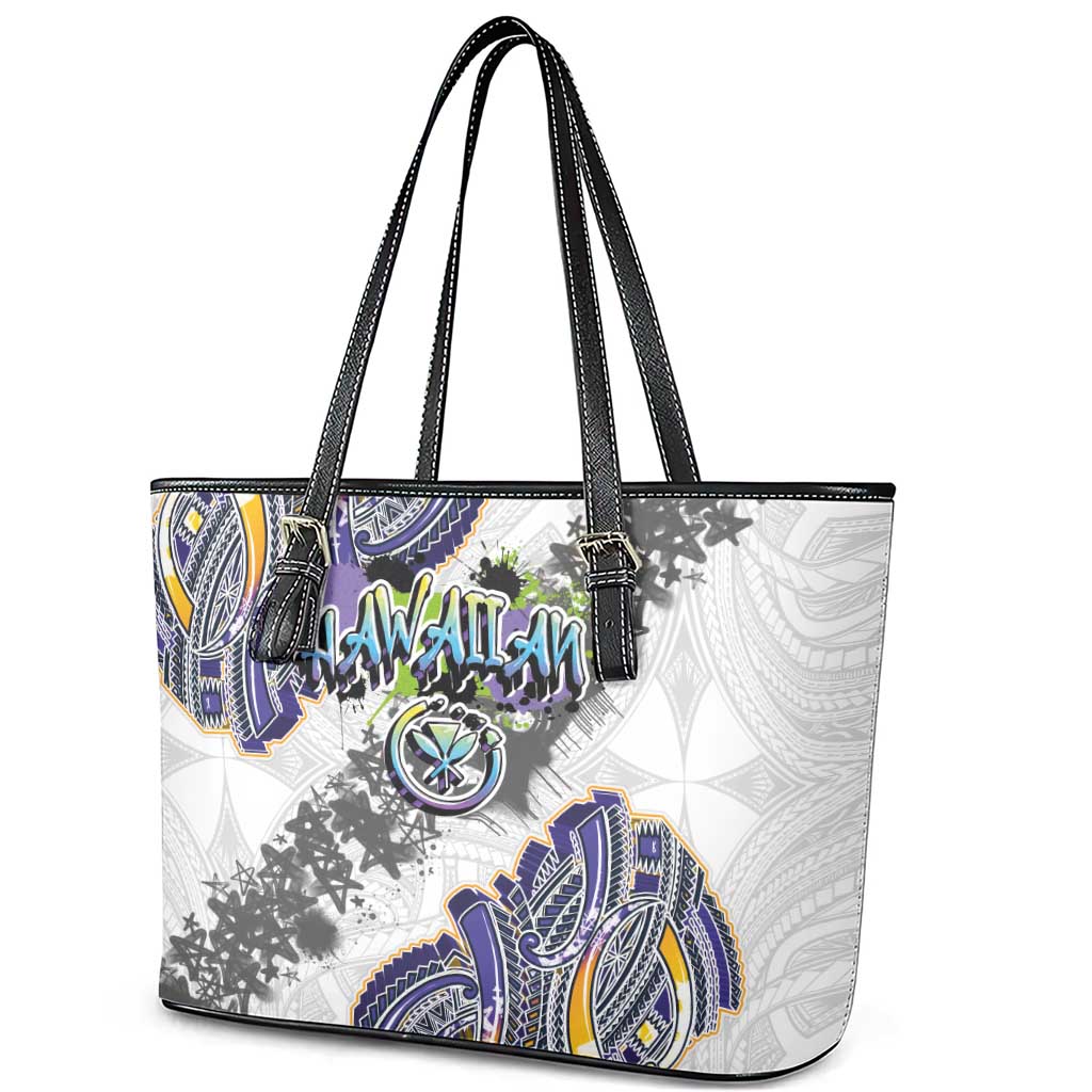 Traditional Art Hawaiian Kakau Tattoos Leather Tote Bag Graffiti Style - Polynesian Pride