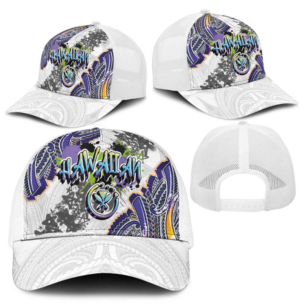 Traditional Art Hawaiian Kakau Tattoos Mesh Trucker Cap Graffiti Style - Polynesian Pride