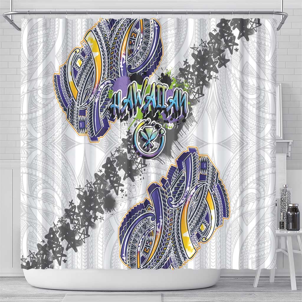 Traditional Art Hawaiian Kakau Tattoos Shower Curtain Graffiti Style - Polynesian Pride