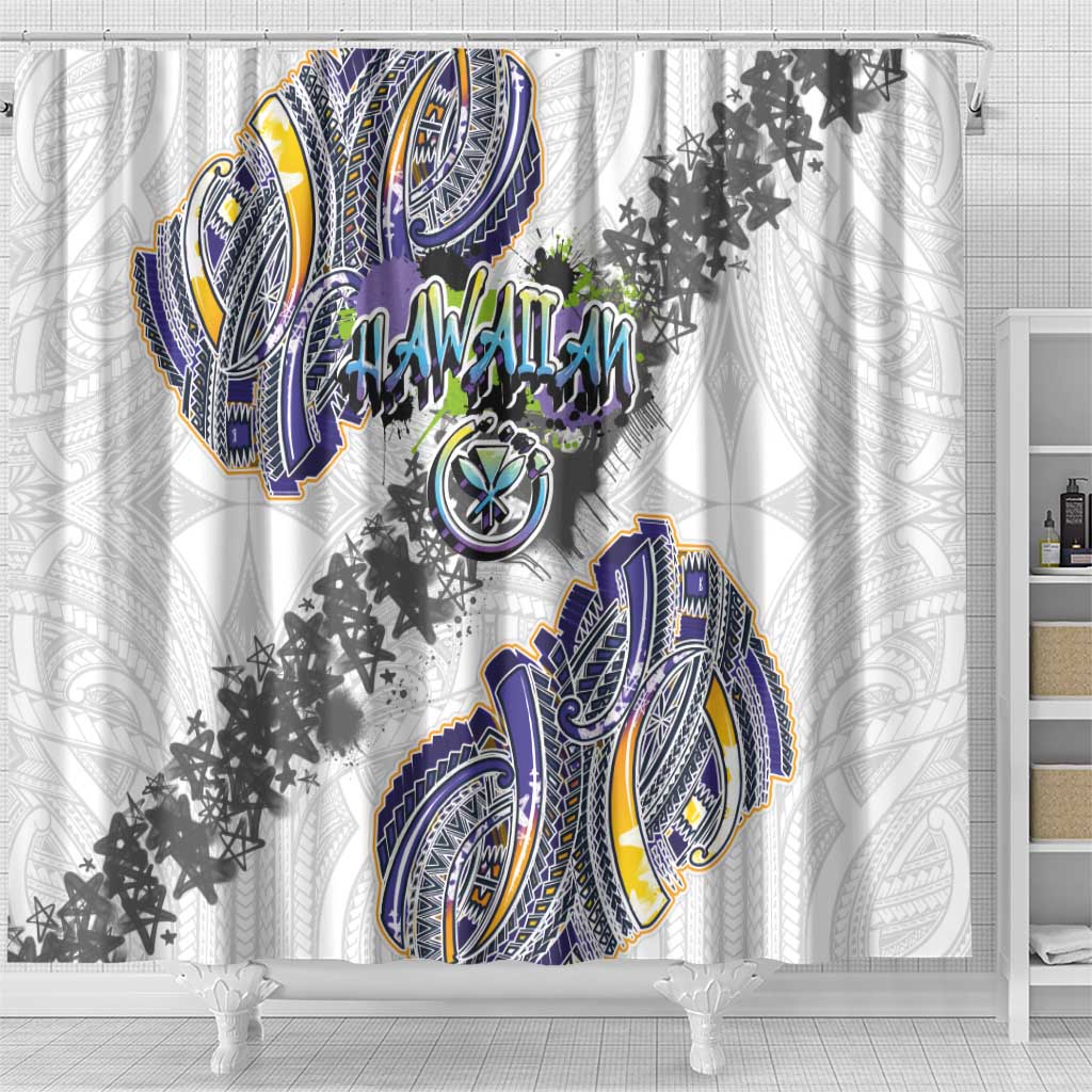 Traditional Art Hawaiian Kakau Tattoos Shower Curtain Graffiti Style - Polynesian Pride