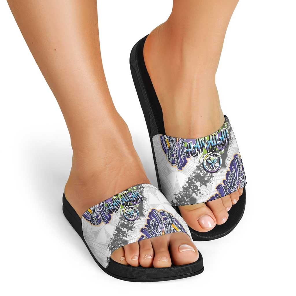 Traditional Art Hawaiian Kakau Tattoos Slide Sandals Graffiti Style - Polynesian Pride