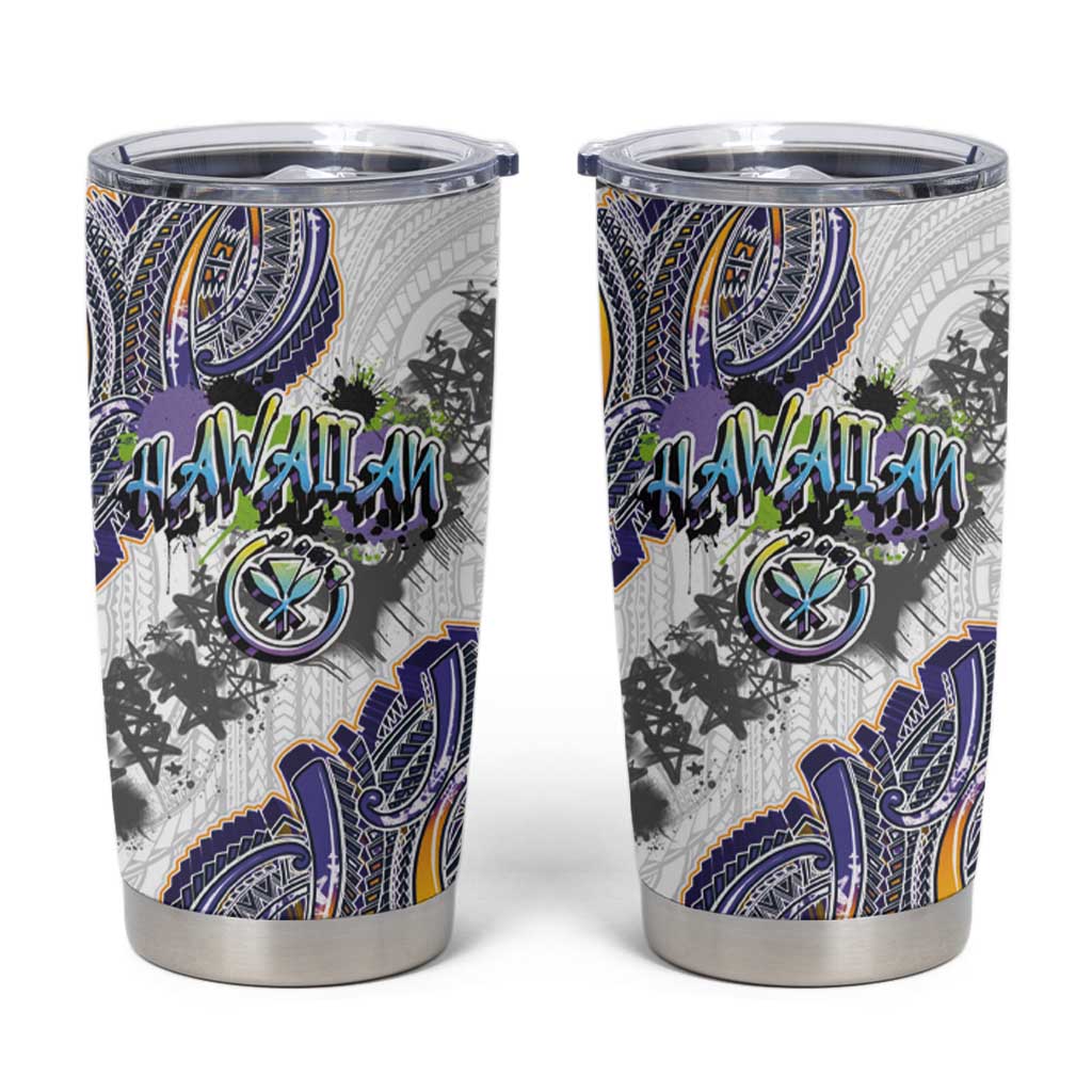 Traditional Art Hawaiian Kakau Tattoos Tumbler Cup Graffiti Style - Polynesian Pride