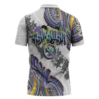 Traditional Art Hawaiian Kakau Tattoos Zipper Polo Shirt Graffiti Style - Polynesian Pride