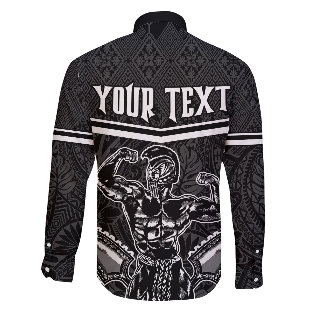 Custom Hawaii Warrior Family Matching Off Shoulder Long Sleeve Dress and Hawaiian Shirt Kakau Quilt Pattern LT03 - Polynesian Pride