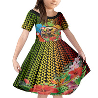 Hawaii Womens Day Wahine Family Matching Mermaid Dress and Hawaiian Shirt Strong Beautiful Woman with Kakau Style LT03 Daughter's Dress Red - Polynesian Pride