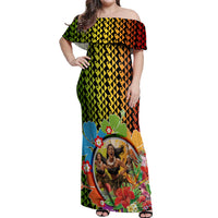 Hawaii Womens Day Wahine Off Shoulder Maxi Dress Strong Beautiful Woman with Kakau Style LT03 Women Red - Polynesian Pride