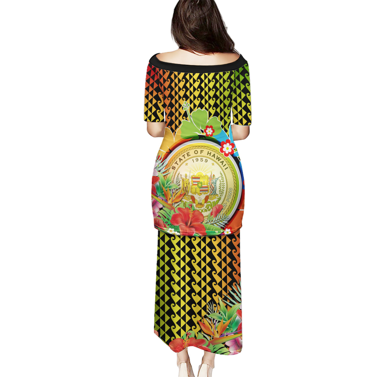 Hawaii Womens Day Wahine Puletasi Strong Beautiful Woman with Kakau Style LT03 - Polynesian Pride