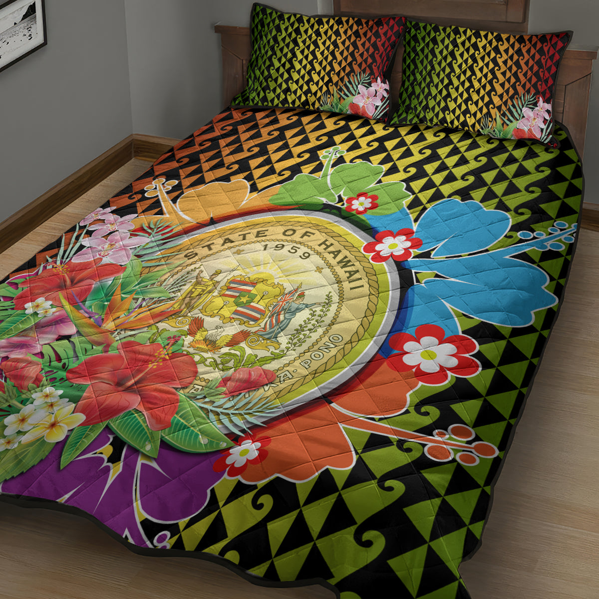 Hawaii Womens Day Wahine Quilt Bed Set Strong Beautiful Woman with Kakau Style LT03 - Polynesian Pride