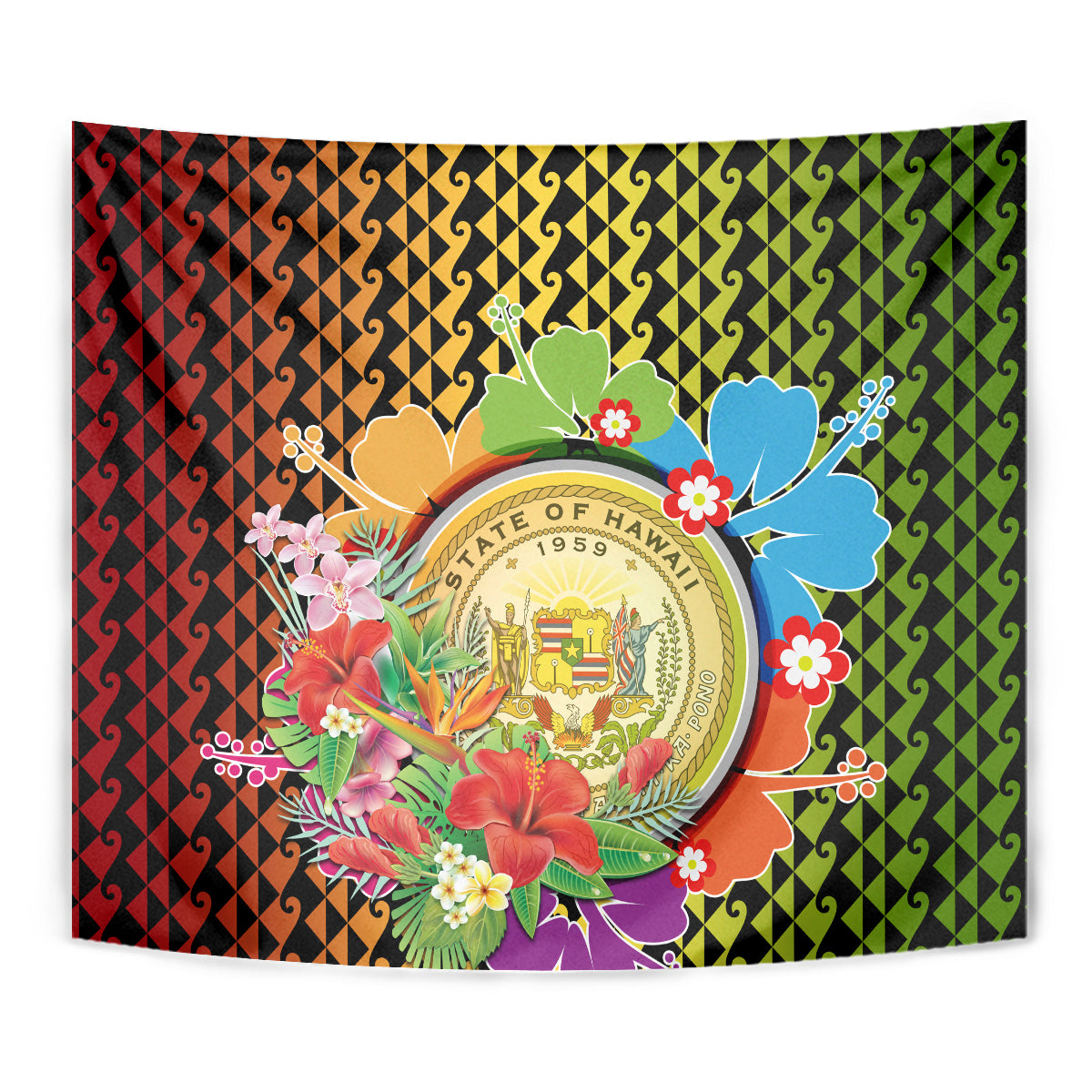 Hawaii Womens Day Wahine Tapestry Strong Beautiful Woman with Kakau Style LT03 - Polynesian Pride