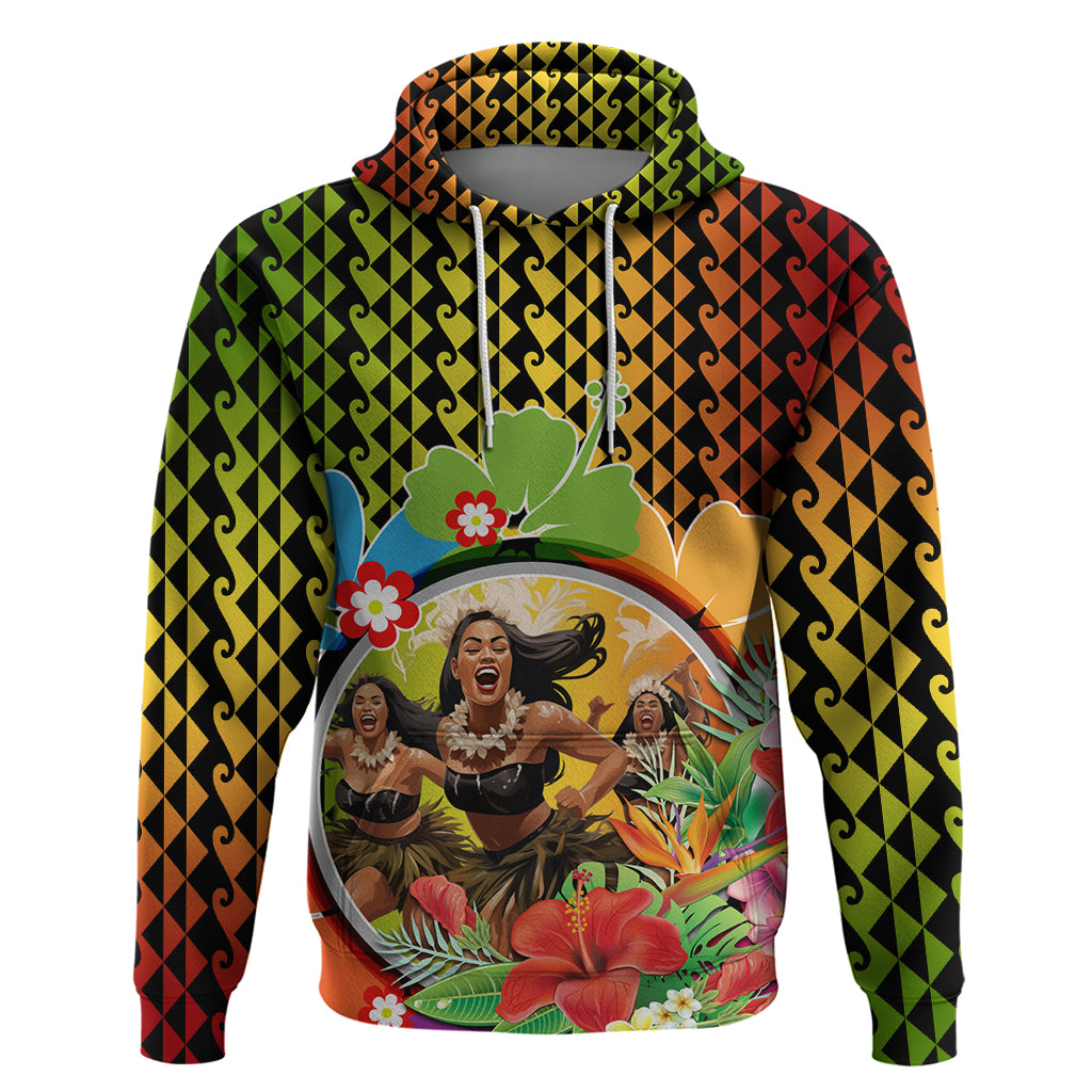 Hawaii Womens Day Wahine Zip Hoodie Strong Beautiful Woman with Kakau Style LT03 Pullover Hoodie Red - Polynesian Pride