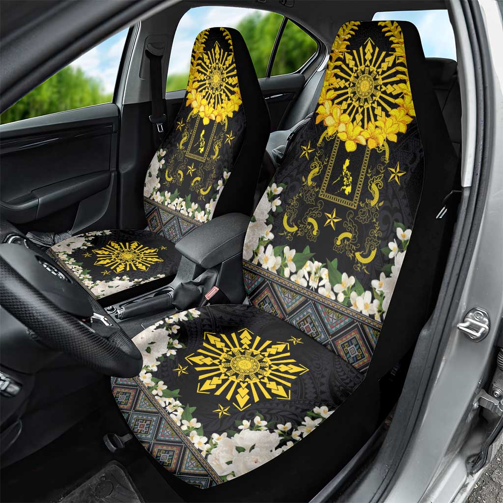 Flores de Mayo and Filipino Fiesta Car Seat Cover The Sun-Jasmine and Polynesian Yakan Tattoo Barong Style