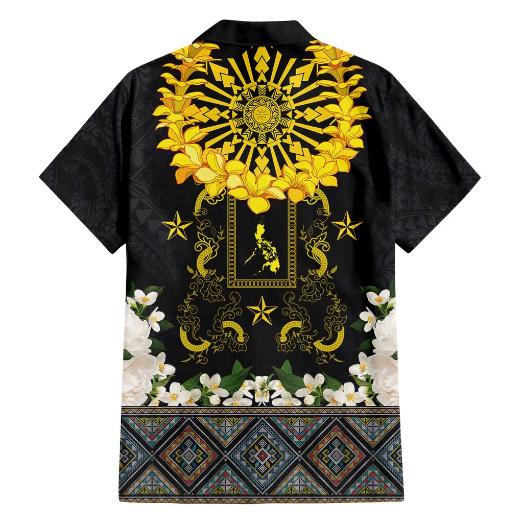Flores de Mayo and Filipino Fiesta Family Matching Long Sleeve Bodycon Dress and Hawaiian Shirt The Sun-Jasmine and Polynesian Yakan Tattoo Barong Style