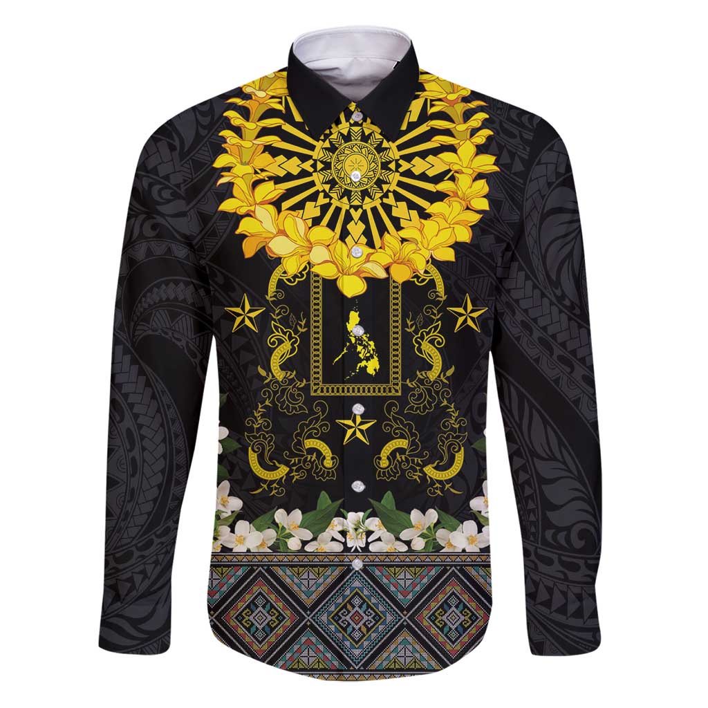 Flores de Mayo and Filipino Fiesta Family Matching Puletasi and Hawaiian Shirt The Sun-Jasmine and Polynesian Yakan Tattoo Barong Style