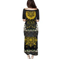Flores de Mayo and Filipino Fiesta Family Matching Puletasi and Hawaiian Shirt The Sun-Jasmine and Polynesian Yakan Tattoo Barong Style