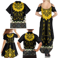 Flores de Mayo and Filipino Fiesta Family Matching Summer Maxi Dress and Hawaiian Shirt The Sun-Jasmine and Polynesian Yakan Tattoo Barong Style