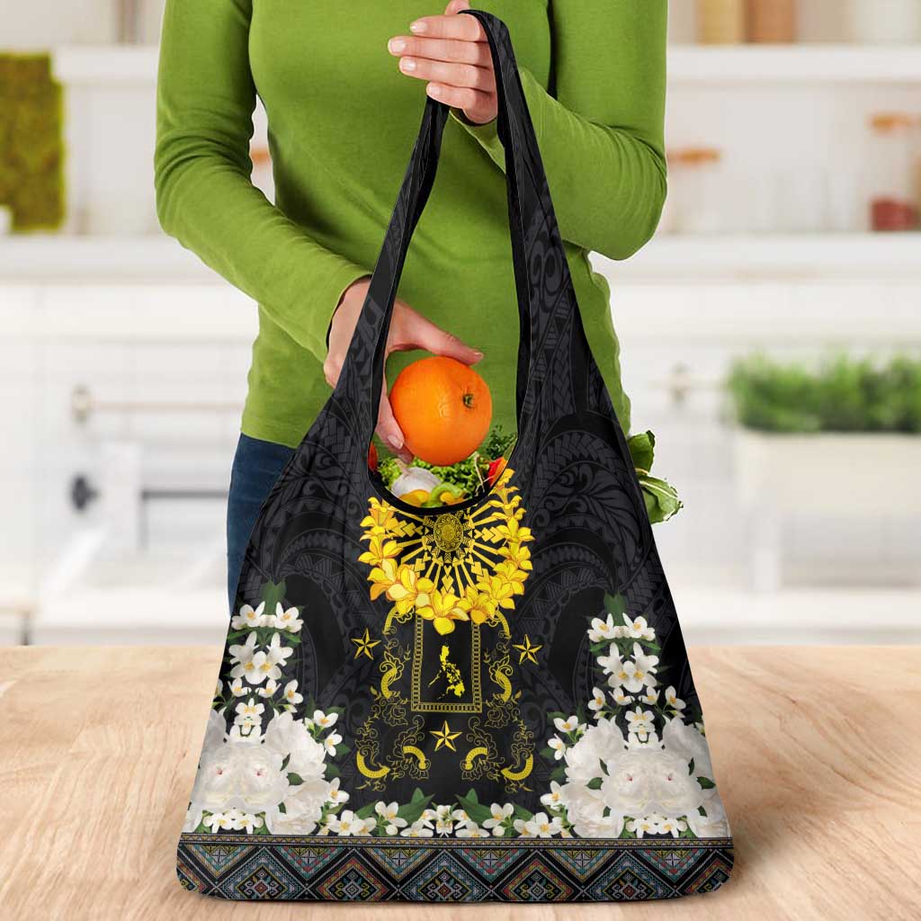 Flores de Mayo and Filipino Fiesta Grocery Bag The Sun-Jasmine and Polynesian Yakan Tattoo Barong Style