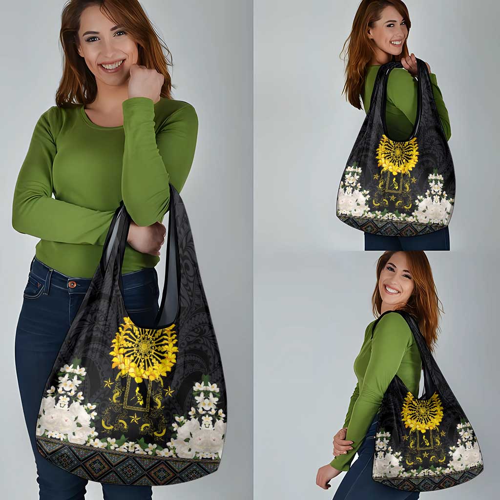 Flores de Mayo and Filipino Fiesta Grocery Bag The Sun-Jasmine and Polynesian Yakan Tattoo Barong Style