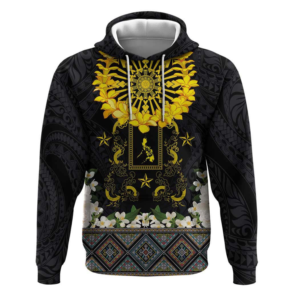 Flores de Mayo and Filipino Fiesta Hoodie The Sun-Jasmine and Polynesian Yakan Tattoo Barong Style