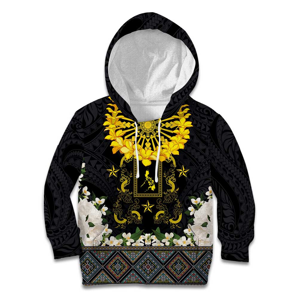 Flores de Mayo and Filipino Fiesta Kid Hoodie The Sun-Jasmine and Polynesian Yakan Tattoo Barong Style