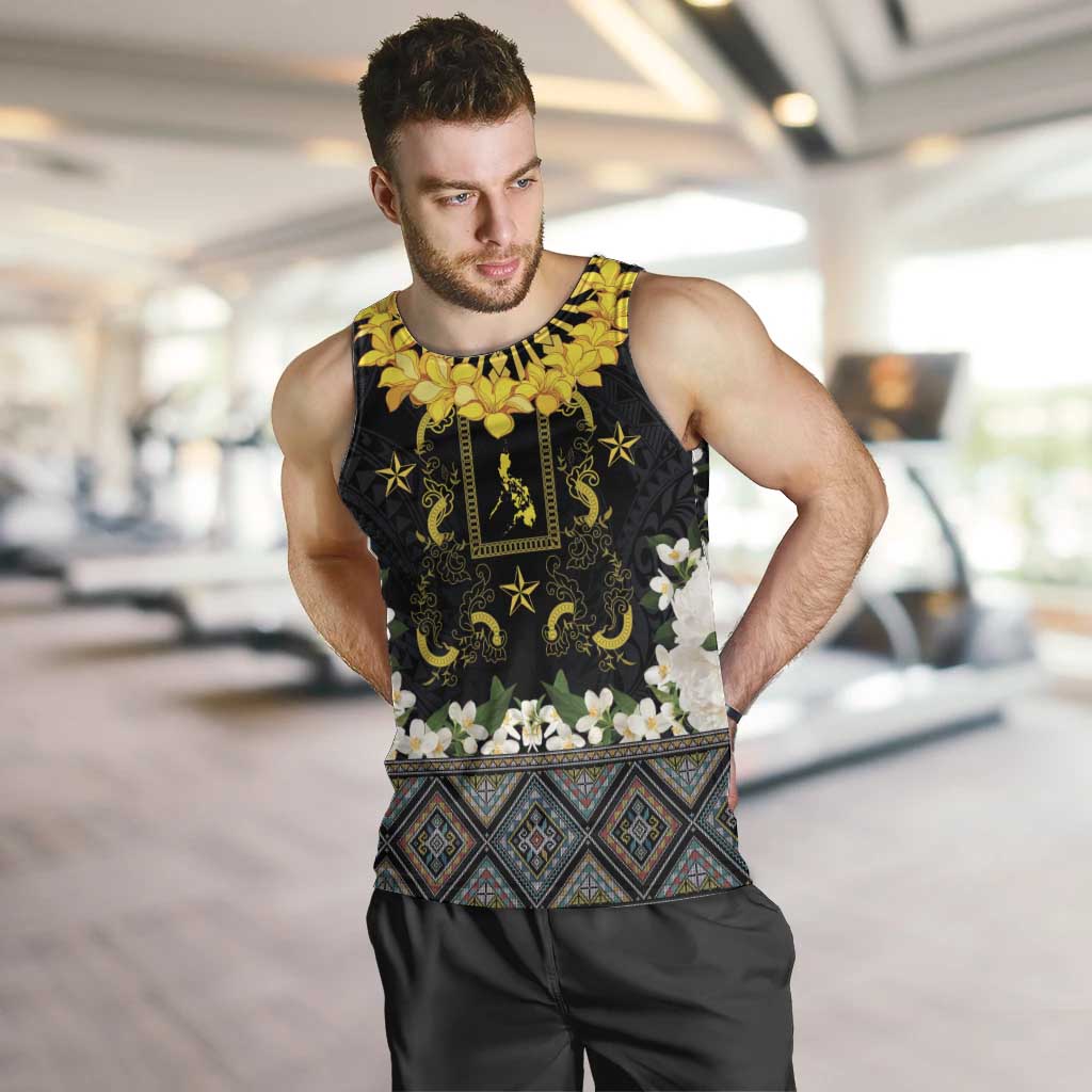 Flores de Mayo and Filipino Fiesta Men Tank Top The Sun-Jasmine and Polynesian Yakan Tattoo Barong Style