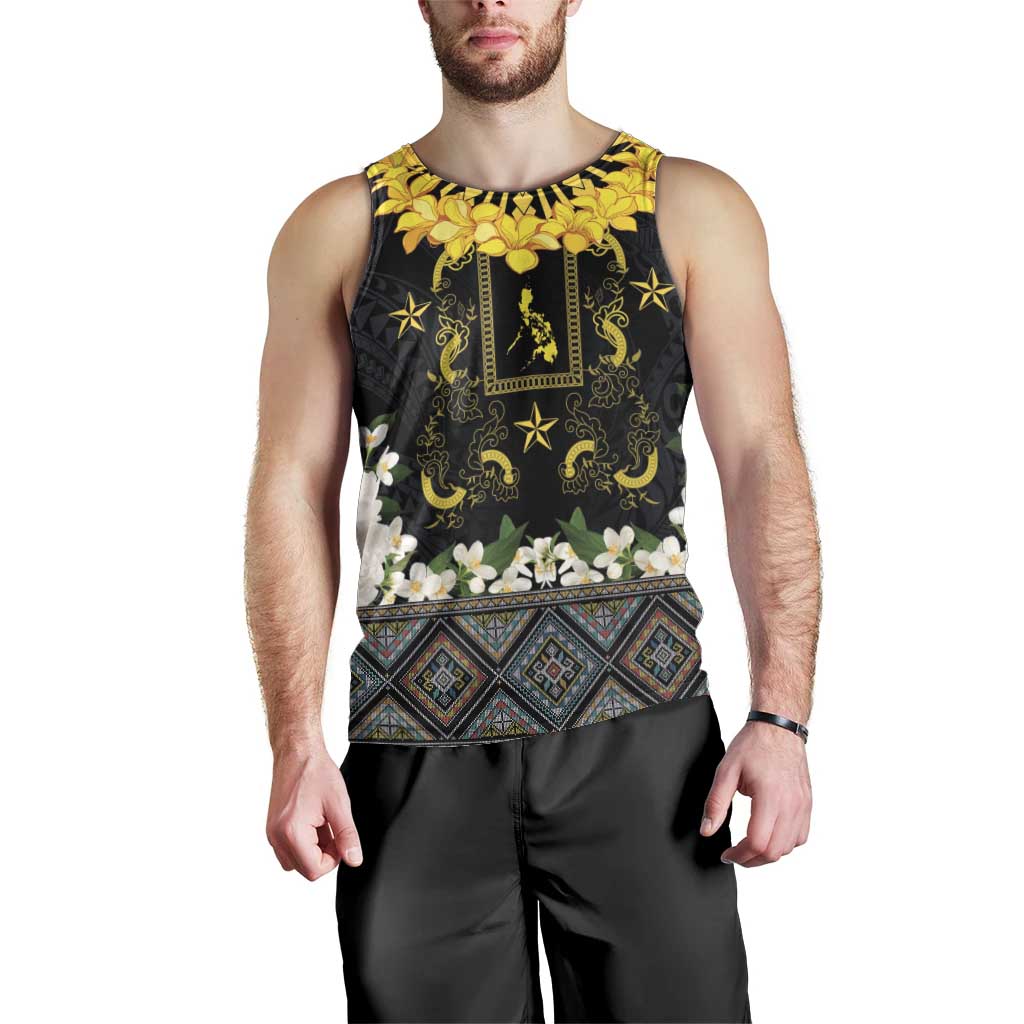 Flores de Mayo and Filipino Fiesta Men Tank Top The Sun-Jasmine and Polynesian Yakan Tattoo Barong Style