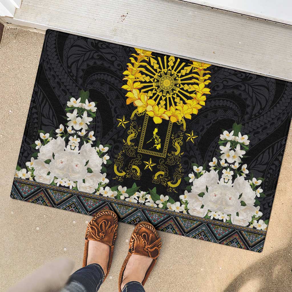 Flores de Mayo and Filipino Fiesta Rubber Doormat The Sun-Jasmine and Polynesian Yakan Tattoo Barong Style LT03 - Polynesian Pride