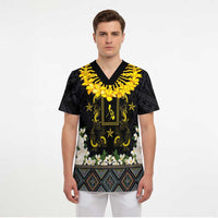 Flores de Mayo and Filipino Fiesta Scrub Top The Sun-Jasmine and Polynesian Yakan Tattoo Barong Style - Polynesian Pride