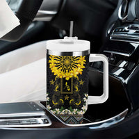 Flores de Mayo and Filipino Fiesta Tumbler With Handle The Sun-Jasmine and Polynesian Yakan Tattoo Barong Style
