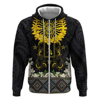 Flores de Mayo and Filipino Fiesta Zip Hoodie The Sun-Jasmine and Polynesian Yakan Tattoo Barong Style LT03 Zip Hoodie Black - Polynesian Pride