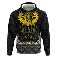 Flores de Mayo and Filipino Fiesta Zip Hoodie The Sun-Jasmine and Polynesian Yakan Tattoo Barong Style LT03 Pullover Hoodie Black - Polynesian Pride