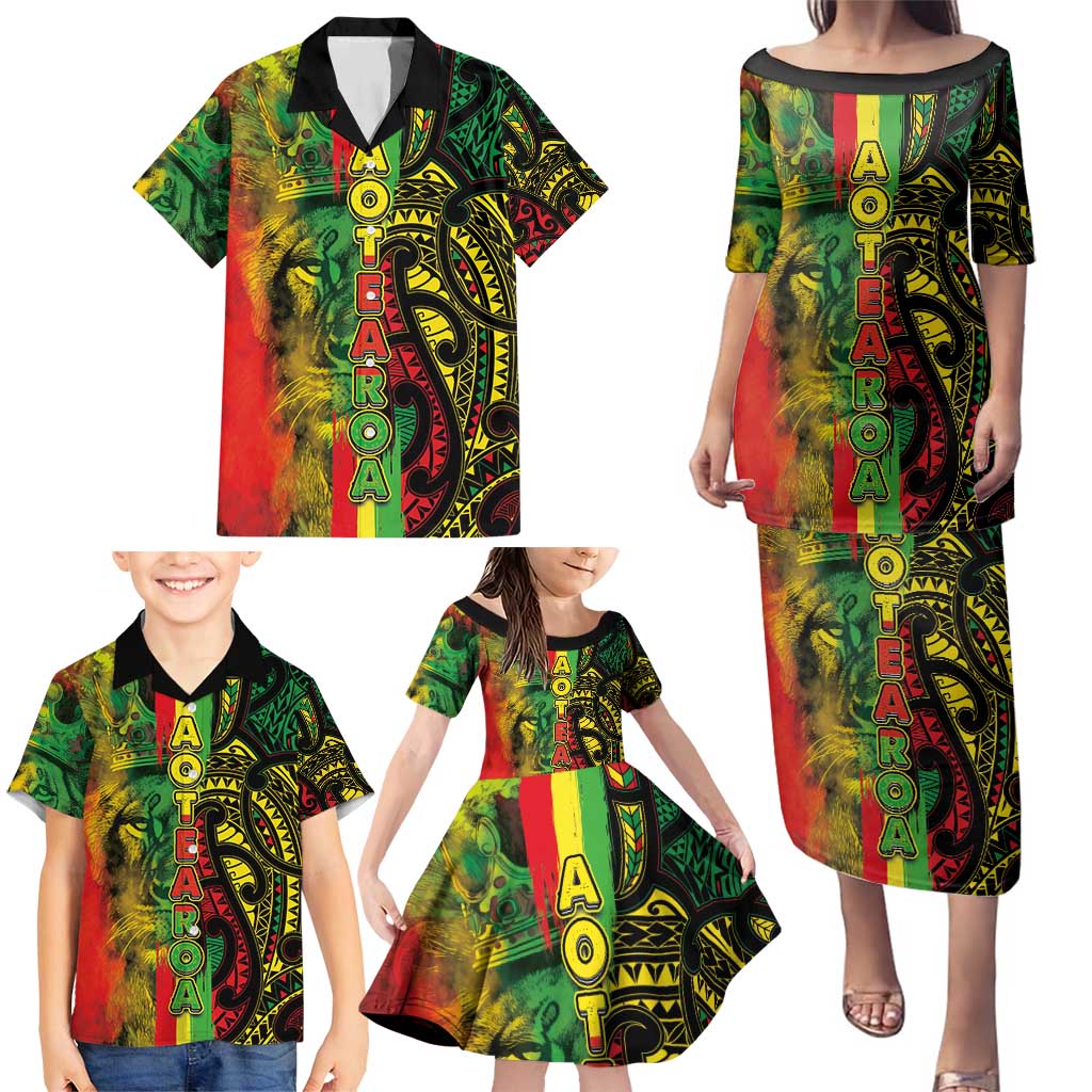 Aotearoa Reggae Family Matching Puletasi and Hawaiian Shirt Maori Reggae-One Love