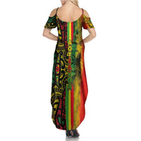 Aotearoa Reggae Family Matching Summer Maxi Dress and Hawaiian Shirt Maori Reggae-One Love