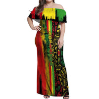 Aotearoa Reggae Off Shoulder Maxi Dress Maori Reggae-One Love