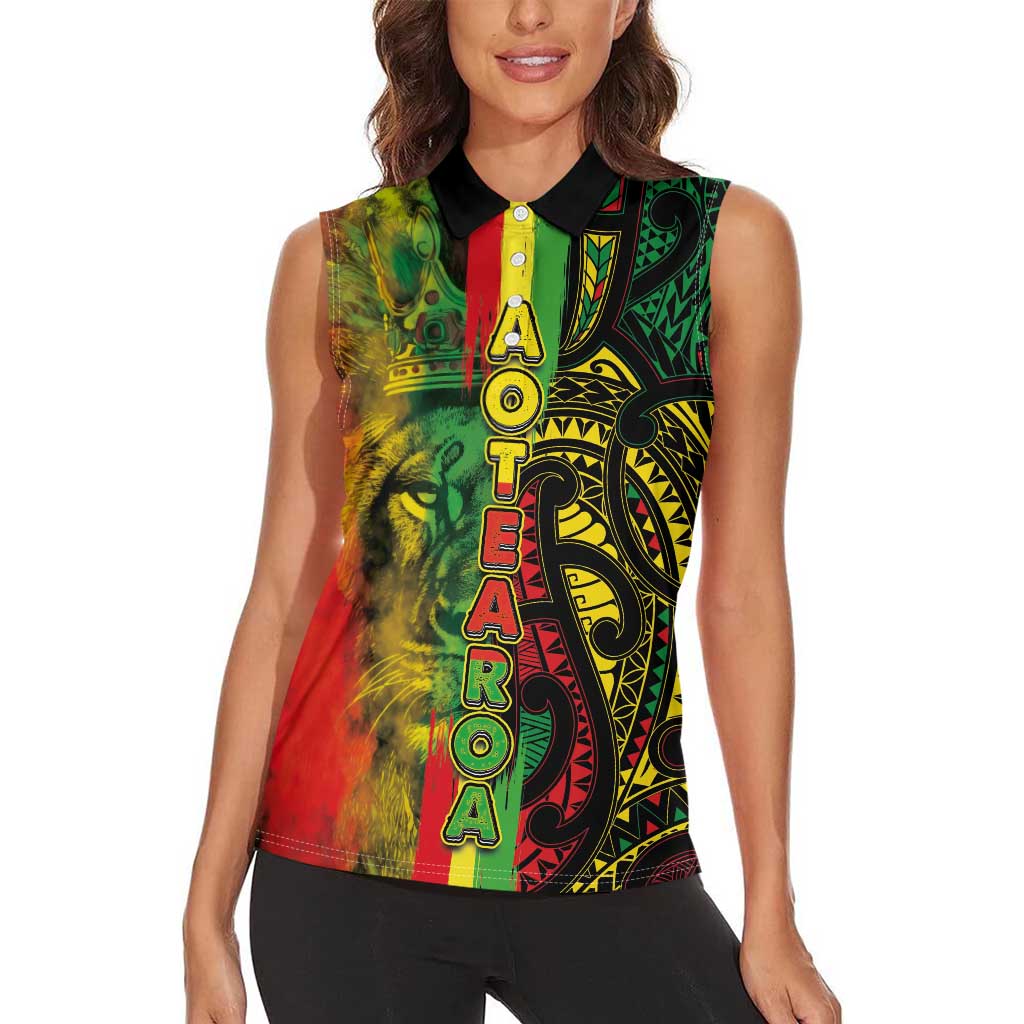 Aotearoa Reggae Women Sleeveless Polo Shirt Maori Reggae-One Love