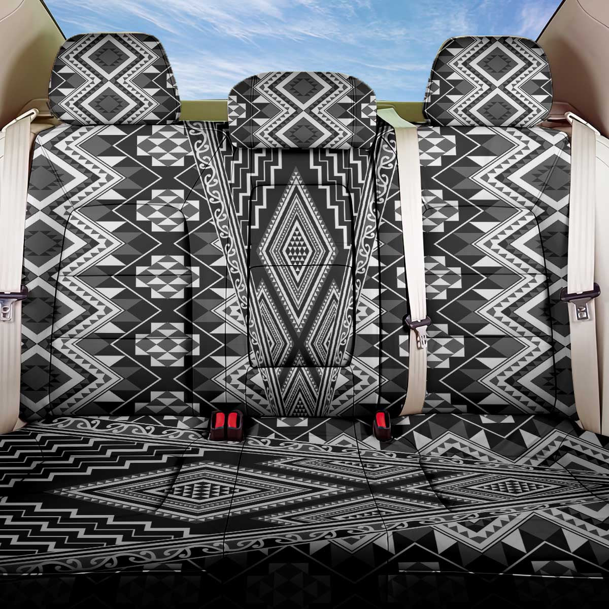 Aotearoa Tukutuku and Poutama Motif Classic Back Car Seat Cover