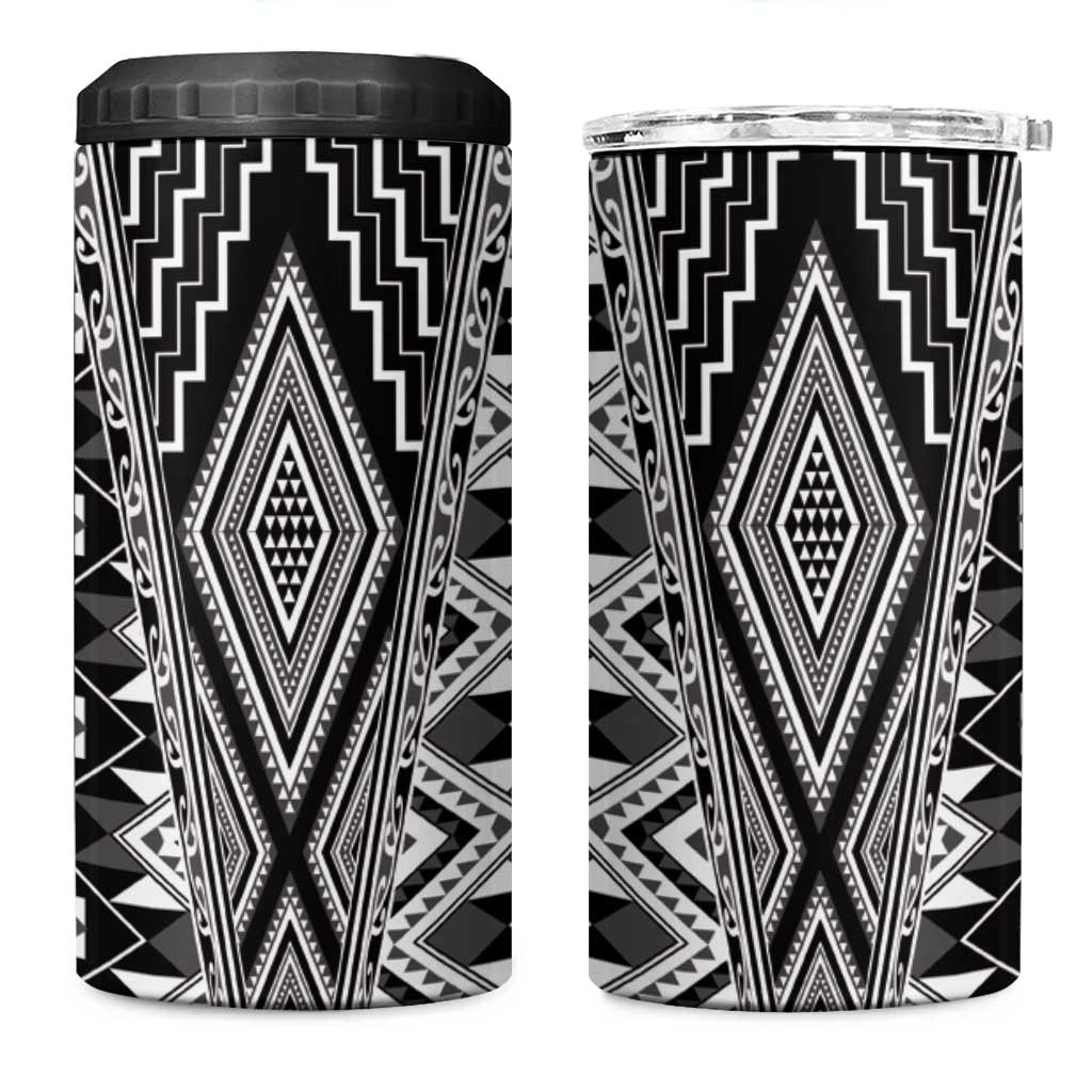 Aotearoa Tukutuku and Poutama Motif Classic 4 in 1 Can Cooler Tumbler