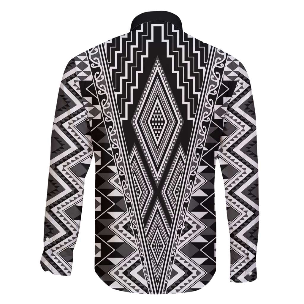 Aotearoa Tukutuku and Poutama Motif Classic Family Matching Long Sleeve Bodycon Dress and Hawaiian Shirt