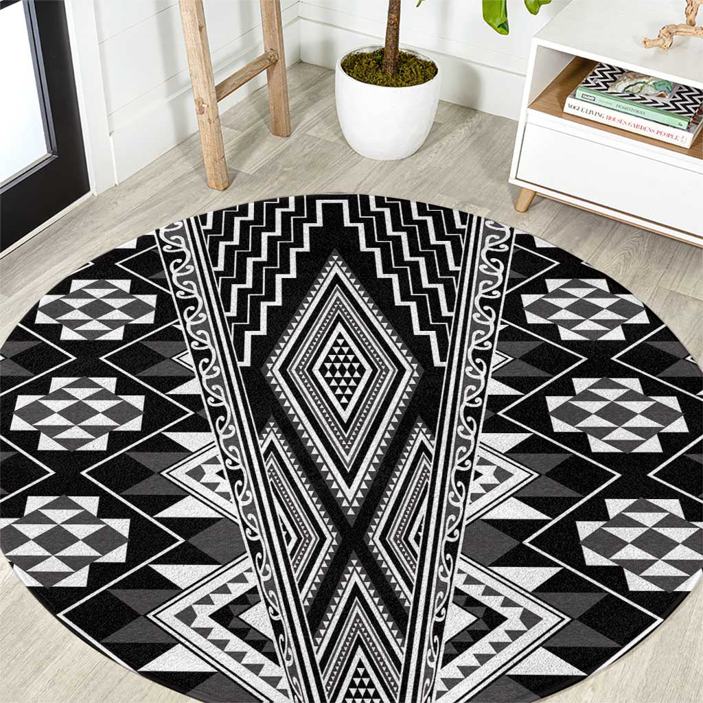 Aotearoa Tukutuku and Poutama Motif Classic Round Carpet