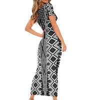 Aotearoa Tukutuku and Poutama Motif Classic Short Sleeve Bodycon Dress