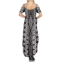 Aotearoa Tukutuku and Poutama Motif Classic Summer Maxi Dress LT03 - Polynesian Pride
