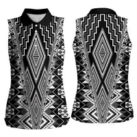 Aotearoa Tukutuku and Poutama Motif Classic Women Sleeveless Polo Shirt
