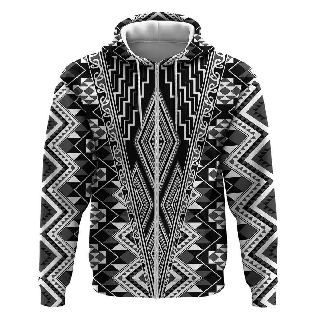 Aotearoa Tukutuku and Poutama Motif Classic Zip Hoodie LT03 Zip Hoodie Gray - Polynesian Pride