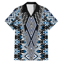Blue Aotearoa Tukutuku and Poutama Motif Family Matching Mermaid Dress and Hawaiian Shirt