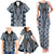 Blue Aotearoa Tukutuku and Poutama Motif Family Matching Tank Maxi Dress and Hawaiian Shirt
