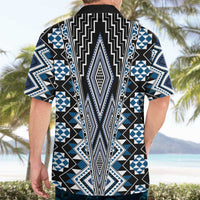 Blue Aotearoa Tukutuku and Poutama Motif Hawaiian Shirt