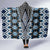 Blue Aotearoa Tukutuku and Poutama Motif Hooded Blanket