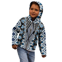 Blue Aotearoa Tukutuku and Poutama Motif Kid Hoodie