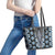 Blue Aotearoa Tukutuku and Poutama Motif Leather Tote Bag